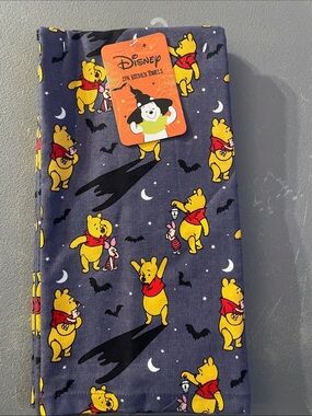 Disney Halloween kitchen towels Navy with Yellow Winnie the Pooh Print